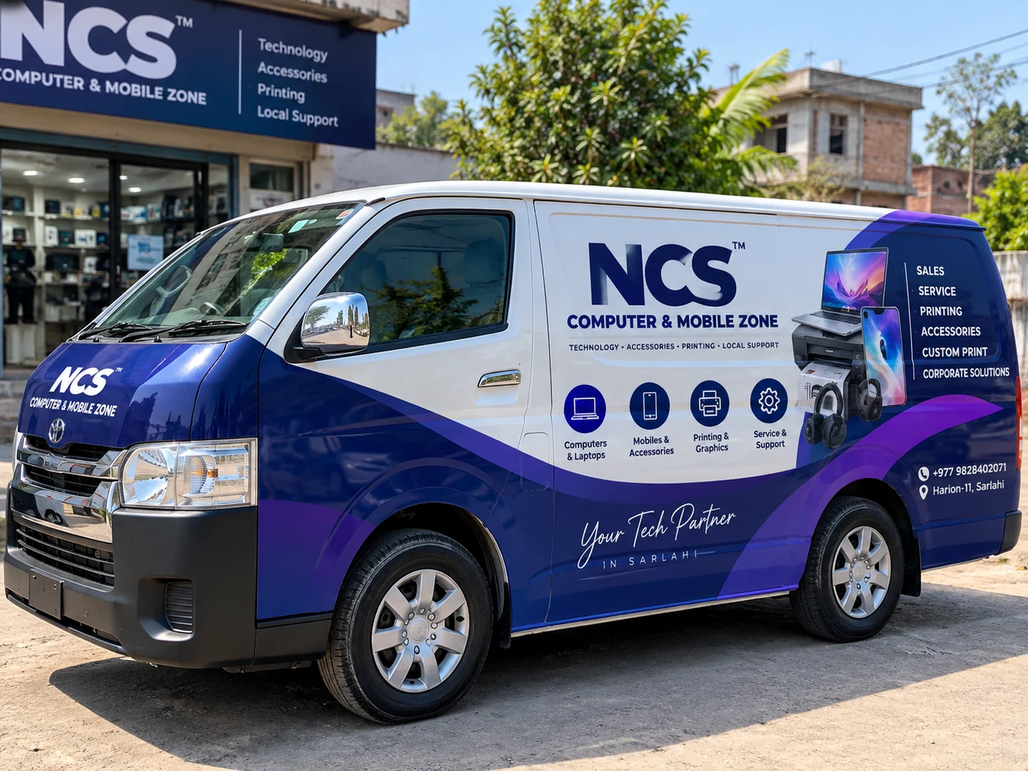 Professional NCS technology business vehicle branding and wrap concept